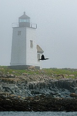 Foggy Nash Island Lighthouse in Down East Maine